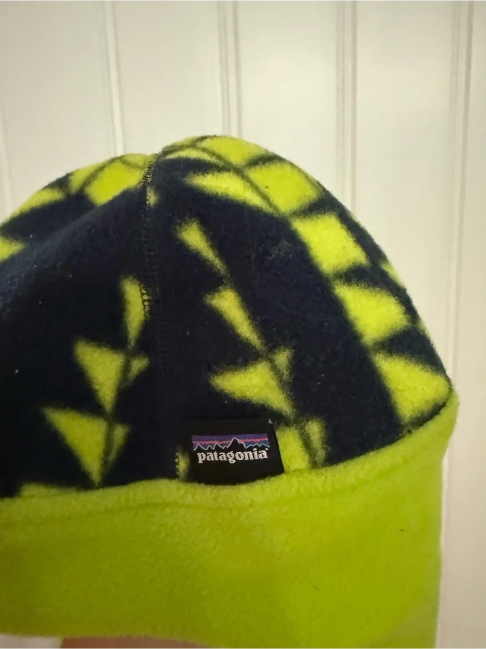 Patagonia Kids Fleece Trapper Hat - Neon Green & Black